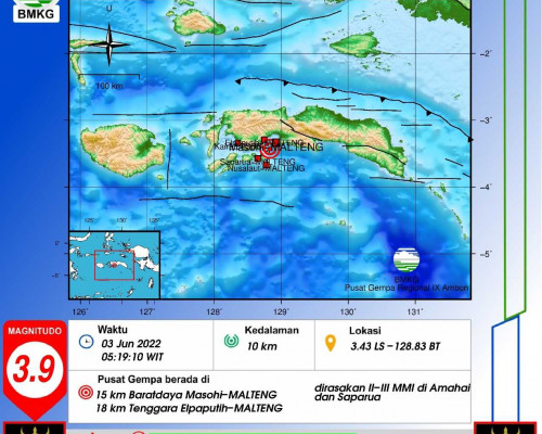 Gempa 3.9 SR Guncang Masohi