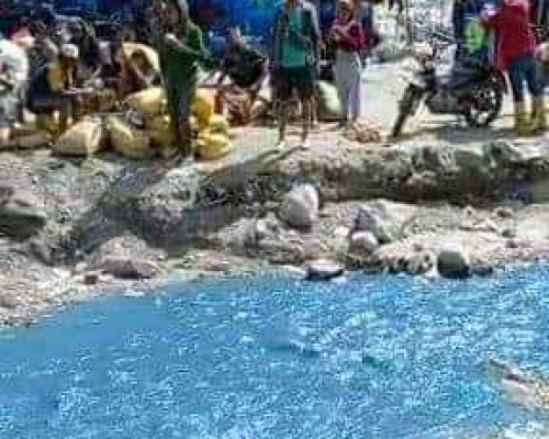 Sungai di Buru Berwarna Biru, Diduga Tercemar Bahan Beracun