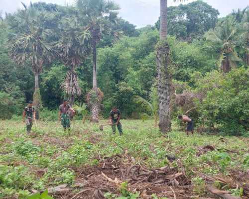 Satgas Pam Puter Pulau Kisar Bantu Warga Buka Lahan Kebun 