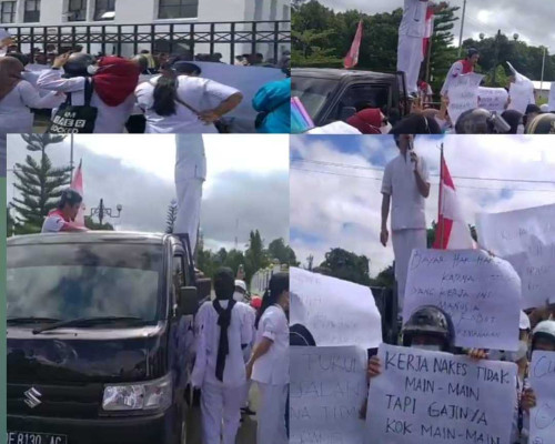 Insentif 6 Bulan Belum Dibayar,  Puluhan Nakes di SBB Demo Bupati