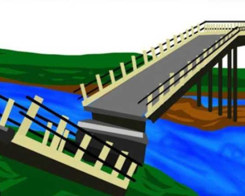 Jembatan Putus, Truk Barang Nyaris Terbalik