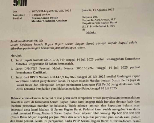 Saat RDP Dengan DPRD Pihak PT SIM Akui Surat Kepada Bupati Hanya Pemberitahuan