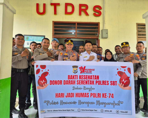 Polres SBT Gelar Donor Darah,Sambut HUT Humas Polri: 14Kantong Berhasil Dikumpulkan 