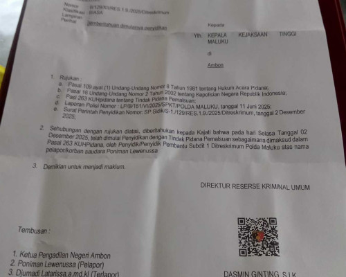 Bantah Tuduhan Pemalsuan Dokumen Negeri Rutah, Minta Polda Maluku Bertindak Objektif
