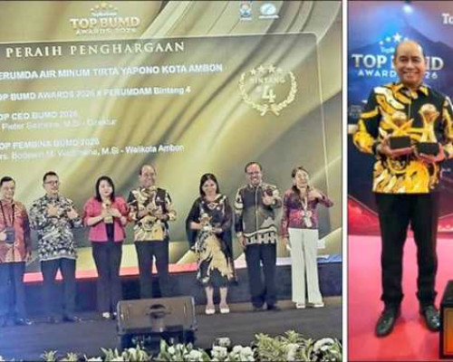 Perumdam Tirta Yapono Ambon Raih Top BUMD Bintang 4 Tingkat Nasional